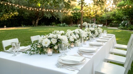Fototapeta premium Elegant outdoor garden reception setting