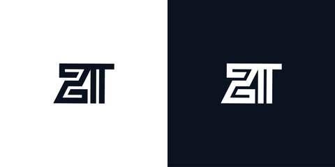 Minimal creative initial letters ZT logo