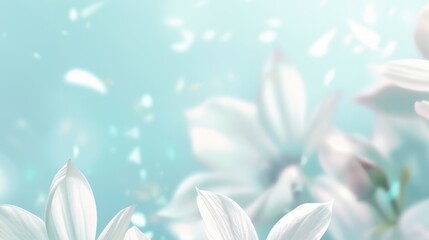 Dreamy Floral Background: Abstract Pastel Flowers, Light Blue, And Bokeh Effects. Gentle, Delicate, And Springlike For Backdrops And Design Elements.