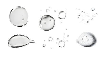 Clear Water Droplets Collection for Transparency and Reflection Effects