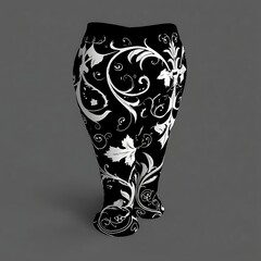 Ornate Black and White Floral Patterned Garment on a Gray Backdrop for Fashion Display Rendered.