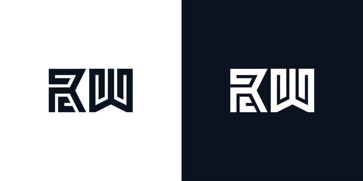 Minimal creative initial letters RW logo