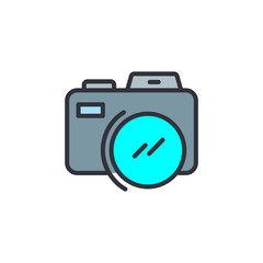 Digital camera colored icons, minimalist vector illustration ,simple transparent graphic element .Isolated on white background