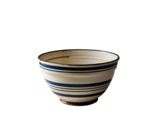 Captivating close up of a vintage striped mixing bowl with a timeless design, reminiscent of a bygone era and offering a glimpse into culinary traditions