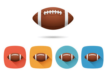 American Football Icon Set Colorful Background