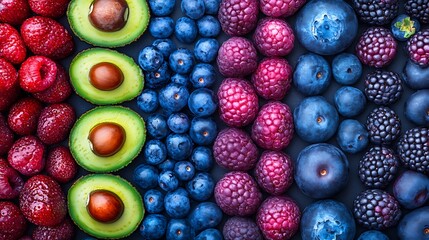 Fototapeta premium Colorful Berry & Avocado Pattern