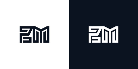 Minimal creative initial letters PM logo