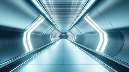 Obraz premium Futuristic Spaceship Corridor: A Glimmering Passage Through the Cosmos
