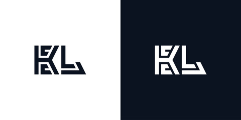 Minimal creative initial letters KL logo.