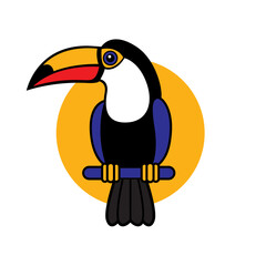 Toucan cartoon, Vector icon of toucan bird, Exotic colorful bird illustration © Hanipah