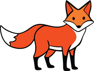 fox in snow doodle on white background.