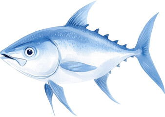 Fototapeta premium Watercolor Painting of a Bluefin Tuna Fish Detailed Illustration