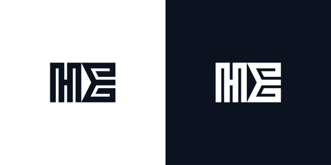 Obraz premium Minimal creative initial letters HE logo.
