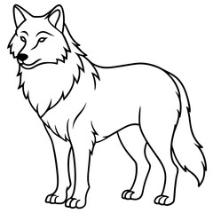 Geometric Wolf Line Drawing