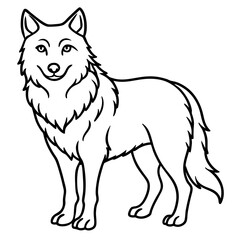 Geometric Wolf Line Drawing