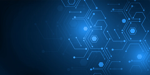 Abstract blue technology hexagonal background