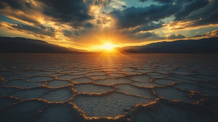 Dramatic sunset over cracked earth (2)