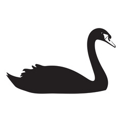 Black Swan Silhouette Elegant Bird Vector Art