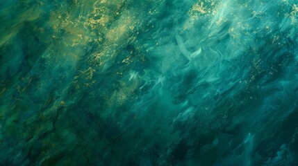 Emerald Green Marble Texture. Gold Ink Abstract Background. Fluid Art Pattern Wallpaper. Elegant Teal Stone Design.