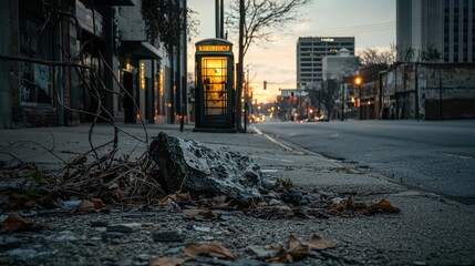 Urban evening scene abandoned street photography cityscape low angle desolation and serenity