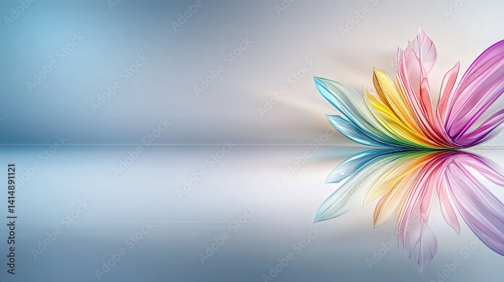 Poster vibrant colorful blossom reflection abstract art digital design calm environment aesthetic concept