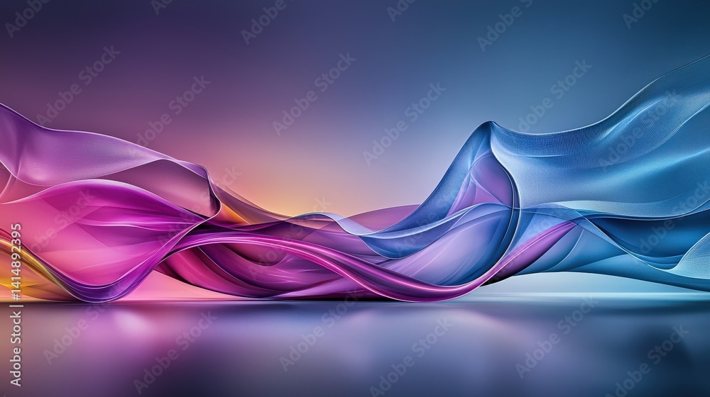 Poster Dynamic flowing waves of color abstract art modern aesthetic smooth gradients digital design vibrant atmosphere