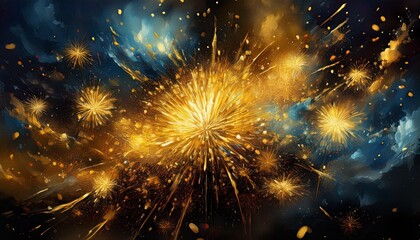 Fototapeta premium creative abstract colorful fireworks and sparklers wallpaper on black background, graphic resource