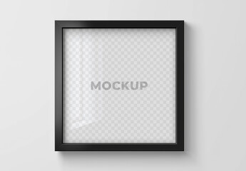 Square Frame Poster Mockup with Minimal Wall Scene