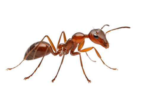 ant isolated on transparent background, cutout style