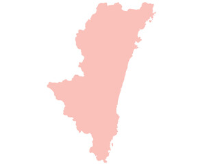 宮崎県　地図　ピンク　イラスト