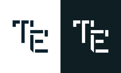 Obraz premium Creative minimal abstract letter TE logo.