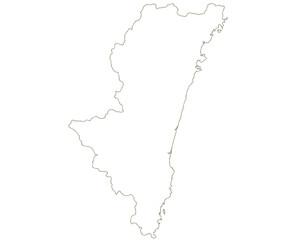 宮崎県　地図　白　イラスト