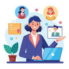 Businesswoman Leads Virtual Meeting
