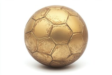 Golden football on clear backdrop isolated on white background