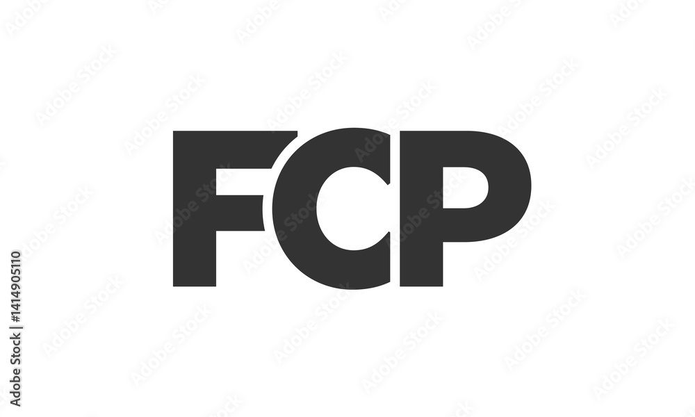 Fototapete fcp logo design template with strong and modern bold text. initial based vector logotype featuring s