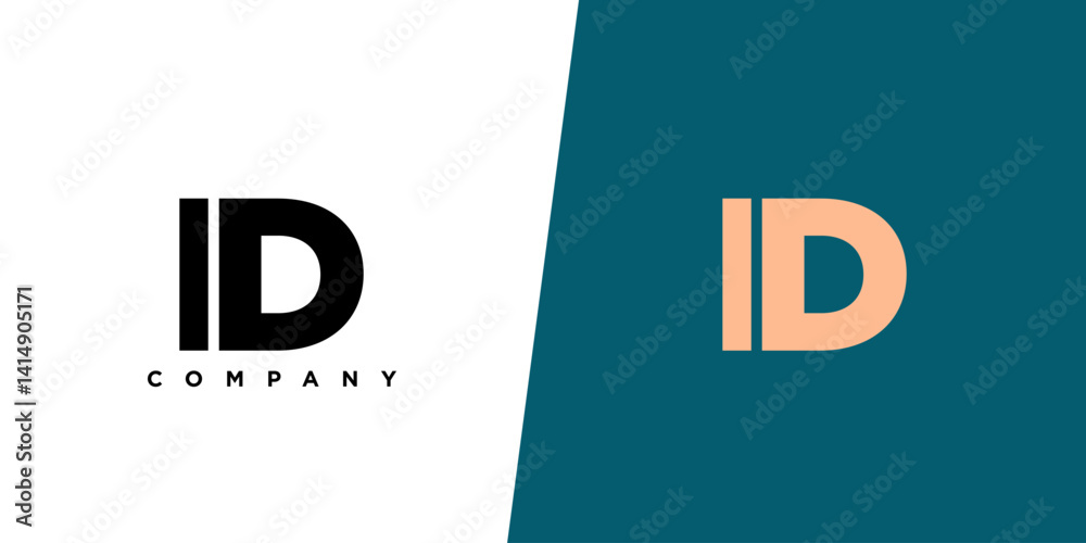 Fototapete letter i and d, id logo design template. minimal monogram initial based logotype.