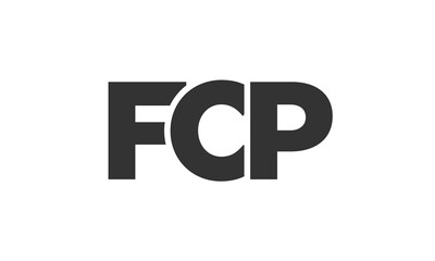 FCP logo design template with strong and modern bold text. Initial based vector logotype featuring simple and minimal typography. Trendy company identity.