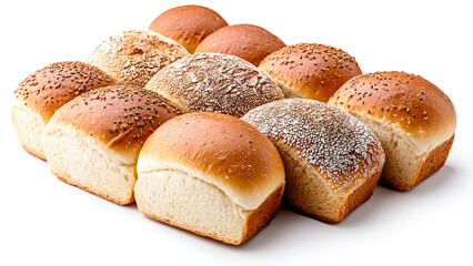 A pile of bread rolls stacked high, often used in still life photography or as a prop for food-related scenes