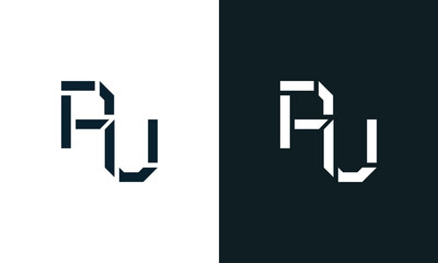 Creative minimal abstract letter PU logo.
