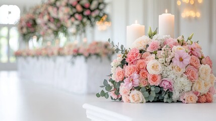 Elegant pastel pink and white flower arrangements wedding photography romantic delicate bouquet