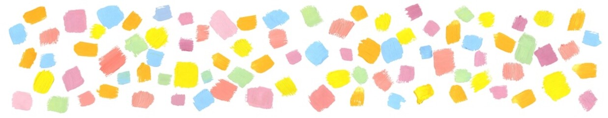 Wide polka dot abstract background of textured brush strokes oil paint for spotted wallpaper or pattern. Isolated multicolor strokes with high detail.