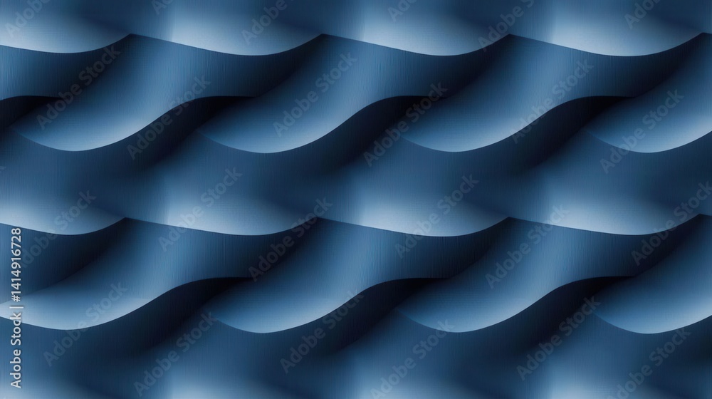 Poster serene blue wave pattern with subtle gradient and soft shadows creates a calming and modern abstract