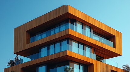 Elegant urban architecture featuring curved glass lines high resolution picture