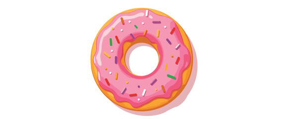 Fototapeta premium Colorful sprinkled donut illustration on white background, delicious treat