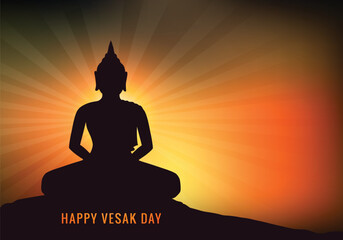 Happy vesak day card background with lord buddha