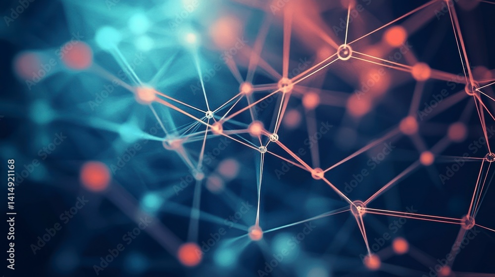 Poster abstract network connection with nodes and lines.