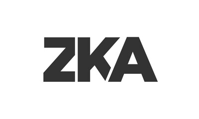 ZKA logo design template with strong and modern bold text. Initial based vector logotype featuring simple and minimal typography. Trendy company identity.