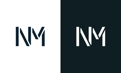Creative minimal abstract letter NM logo.