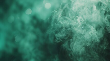 Obraz premium Ethereal Emerald: Abstract Teal Smoke & Bokeh Background Texture