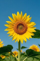Fototapeta premium there is a large sunflower that is in the middle of a field